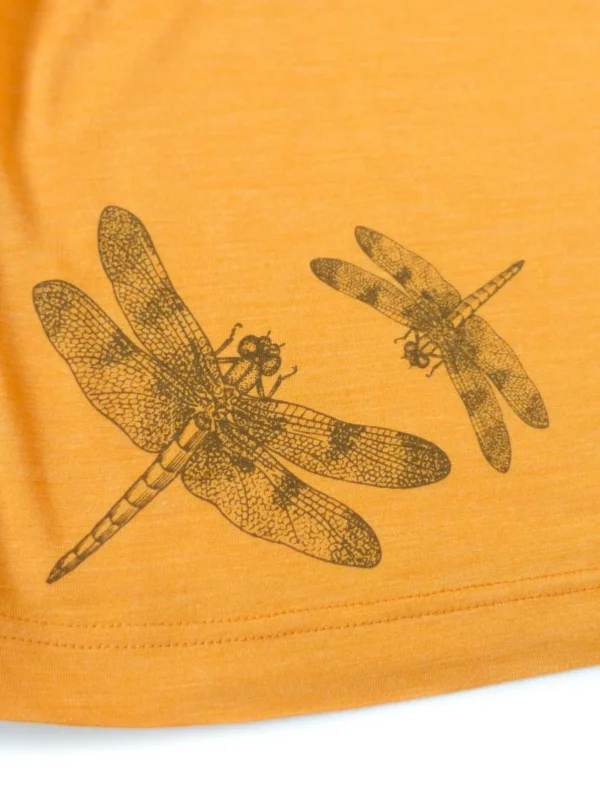 T-Shirt | Merinowolle & Seide (bio/GOTS) - sonnengelb mit Libelle