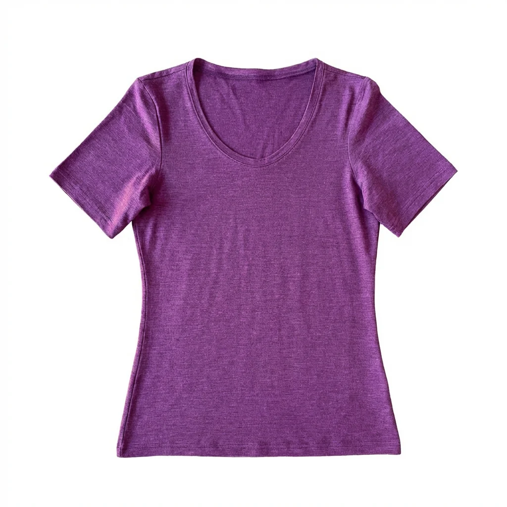 heywool Damen-T-Shirt prune aus Merinowolle & Seide